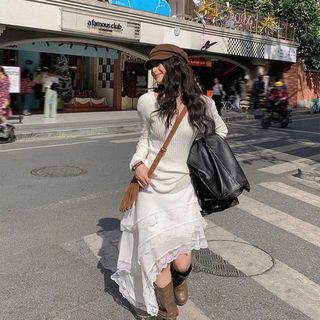 [SHOPPUMI] Váy ren tà xéo lưng thun 2 màu freesize Pumi