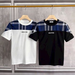 ÁO THUN NAM, ÁO THUN COTTON PHỐI CARO , ÁO THUN BOY PHỐ
