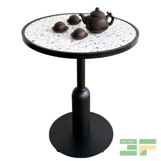 Bàn cafe tròn 60cm mặt gạch chân sắt- Mã: BCF21GM