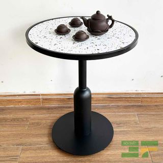 Bàn cafe tròn 60cm mặt gạch chân sắt- Mã: BCF21GM