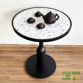 Bàn cafe tròn 60cm mặt gạch chân sắt- Mã: BCF21GM