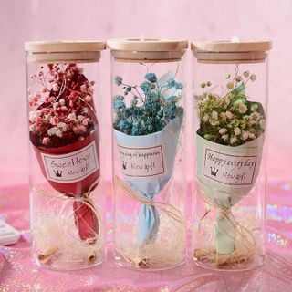 Bình Thủy Tinh Hoa Khô Có Đèn Phát Sáng, Lọ thủy tinh ước nguyện trang trí làm quà tặng ý nghĩa,  Quà tặng, Quà lưu niệm