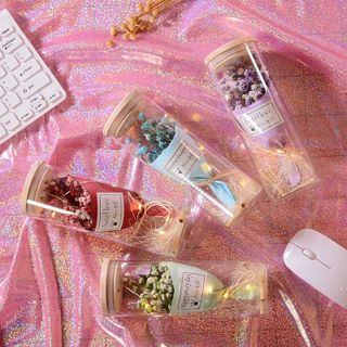 Bình Thủy Tinh Hoa Khô Có Đèn Phát Sáng, Lọ thủy tinh ước nguyện trang trí làm quà tặng ý nghĩa,  Quà tặng, Quà lưu niệm
