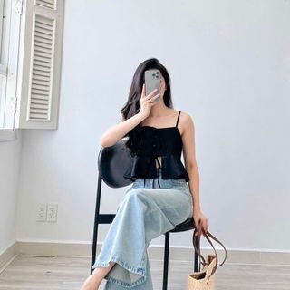 [SHOPPUMI] Áo linen Vibe 2s xếp ly có tăng đơ điều chỉnh nhiều màu freesize Pumi