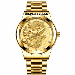 Đồng hồ nam mặt khắc rồng mạ đẹp