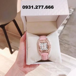 DZG nữ dây da mặt vuông đính đá