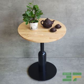 Bàn cafe tròn 60cm mặt gỗ chân sắt- Mã: BCF21G