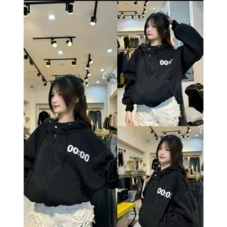 ÁO HOODIES ZIP BOXY CÓ NÚT BẤM, THÊU LOGO 00:00 CÓ TÚI TRONG UNISEX CÁ TÍNH, NĂNG ĐỘNG, NAM NỮ MẶC ĐỀU ĐƯỢC