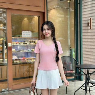 Bộ Set Áo Thun Tay Ngắn Cổ Tim co giãn Minisize bigsize logo in.