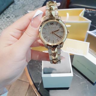 MÓN QUÀ QT PHỤ NỮ ĐỒNG HỒ NỮ CAO CẤP MKORS 6715 RUNWAY MERCER  ĐÍNH FULL ĐÁ