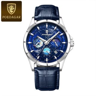 Đồng hồ nam Poedagar máy pin dây da 916