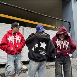 Áo Khoác Hoodie zip form rộng nam nữ in NGÔI SAO Khóa kéo hai đầu nhiều màu cá tính Top