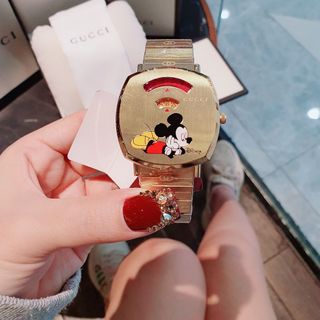 HOT SALE ĐỒNG HỒ SIÊU CẤP GUZCI MẶT MICKEY  DÂY THÉP
