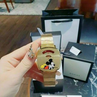 HOT SALE ĐỒNG HỒ SIÊU CẤP GUZCI MẶT MICKEY  DÂY THÉP