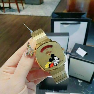 HOT SALE ĐỒNG HỒ SIÊU CẤP GUZCI MẶT MICKEY DÂY THÉP