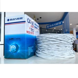 (Cuộn 305m). Cáp mạng, Dây mạng Cat5e Nasun MEDI 0111, dây màu trắng