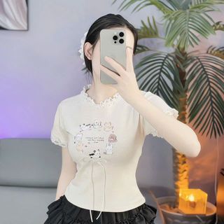 ÁO VIỀN REN IN HÌNH CÚN - LÊ PHƯƠNG BOUTIQUE