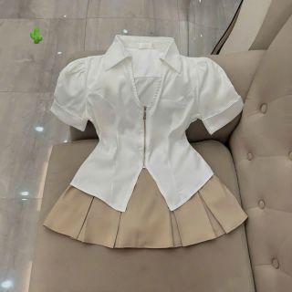 SET SƠ MI ZIP KÉO KÈM CHÂN VÁY XẾP LY - LÊ PHƯƠNG BOUTIQUE