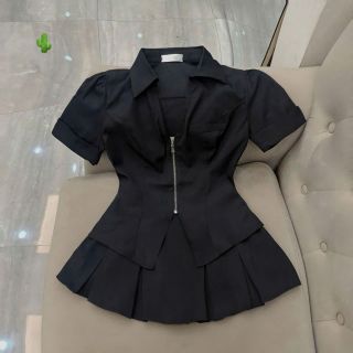 SET SƠ MI ZIP KÉO KÈM CHÂN VÁY XẾP LY - LÊ PHƯƠNG BOUTIQUE