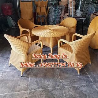 Bàn ghế Nhựa Giả Mây cao cấp ngoài trời ghế Nhựa dây tròn
