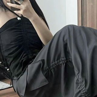[SHOPPUMI] Chân váy dù cargo 2 màu đen và xám có dây rút SM Pumi