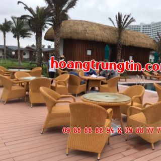 Ghế thúng dây tròn ngoài trời ghế mây tre nhựa Hoàng Trung Tín