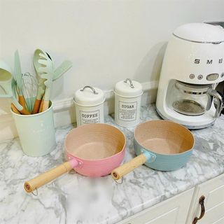Chảo chống dính màu PASTEL 18cm cán gỗ