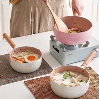 Chảo chống dính màu PASTEL 18cm cán gỗ