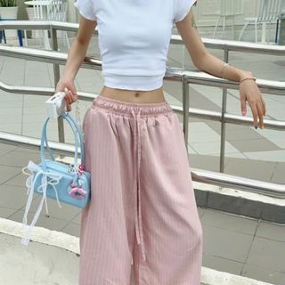 Quần ống rộng có lưng  thun , dây luồng mặc thoải mái cho cả nam và nữ