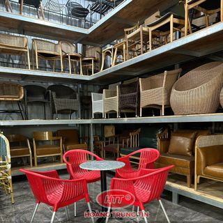 Ghế Nhựa cafe ngoài trời ghế Nhựa bành màu đỏ