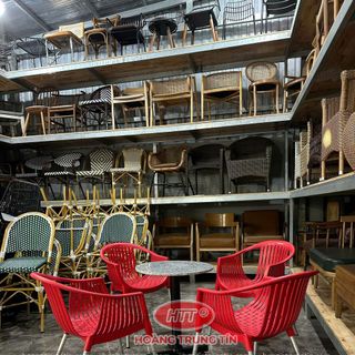 Ghế Nhựa cafe ngoài trời ghế Nhựa bành màu đỏ