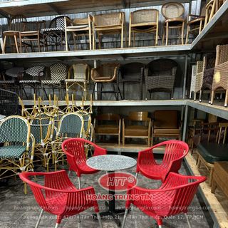 Ghế Nhựa cafe ngoài trời ghế Nhựa bành màu đỏ