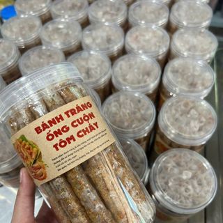 BÁNH TRÁNG ỐNG RUỐC TÔM HÀNH CHÁY TỎI, ĂN LÀ MÊ 200G - WINNIE HOUSE