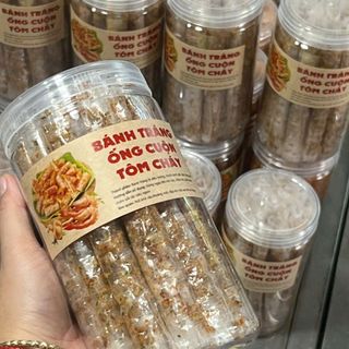 BÁNH TRÁNG ỐNG RUỐC TÔM HÀNH CHÁY TỎI, ĂN LÀ MÊ 200G - WINNIE HOUSE