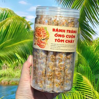 BÁNH TRÁNG ỐNG RUỐC TÔM HÀNH CHÁY TỎI, ĂN LÀ MÊ 200G - WINNIE HOUSE