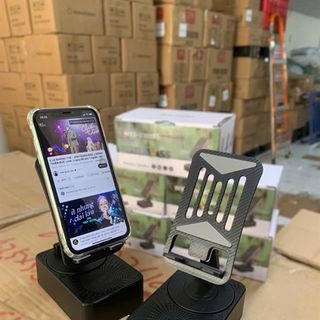 Giá đỡ điện thoại kèm loa bluetooth xoay 360 độ