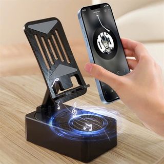 Giá đỡ điện thoại kèm loa bluetooth xoay 360 độ