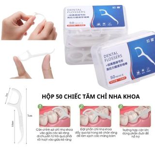 Tăm Chỉ Nha Khoa DENTAL FLOSSERS Giúp Vệ Sinh Răng Miệng Tiện Lợi Hộp 50pcs