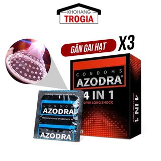 Bao Cao Su Gân Gai Giá Sỉ, Bcs Siêu Mỏng Cao Cấp Azodra 4 in 1, Bcs Kéo Dài Thời Gian Chống Xuất Tinh Sớm. Nhiều Gel Bôi Trơn (Hộp 3C)