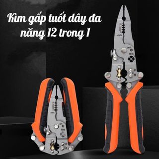 Kìm tuốt dây điện đa năng 12 trong 1, có thể gấp gọn bỏ tủi, thép Chrome vanadi mạnh mẽ và bền bỉ
