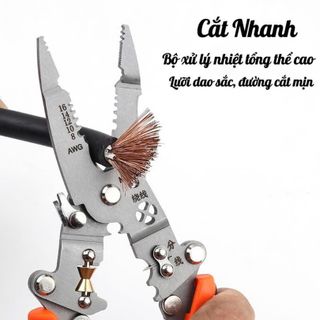 Kìm tuốt dây điện đa năng 12 trong 1, có thể gấp gọn bỏ tủi, thép Chrome vanadi mạnh mẽ và bền bỉ