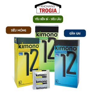 Bao Cao Su Siêu Mỏng Kimono 0.02mm, Bcs Kéo Dài Thời Gian, Không Mùi Chứa Vitamin B Cấp Ấm, Nhiều Gel Bôi Trơn(Hộp 12C)