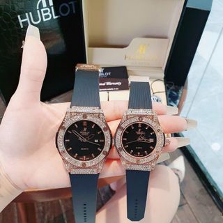 XẢ KHO ĐỒNG HỒ NAM NỮ THỜI TRANG HUBL 2 VIỀN HỘT DÂY CAO SU