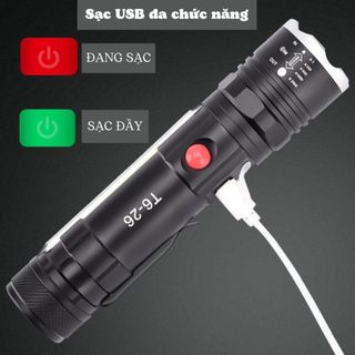 ĐÈN PIN SIÊU SÁNG T6-26 LED COB ĐA NĂNG (T100)