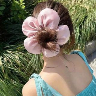 CỘT TÓC SIZE TO HOA LỤA PHỒNG (MÀU)