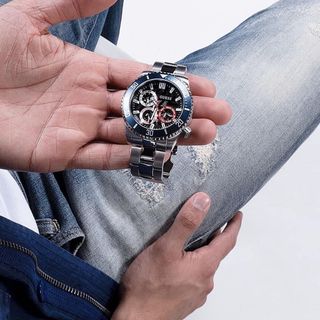 ĐỒNG HỒ NAM CAO CẤP GUEZ GW0488G DÂY INOX MẶT CHONOGRAP THỂ THAO
