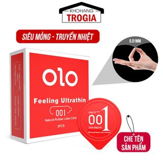 [Giá Sỉ Tốt Nhất] Bao Cao Su Olo Feeling Ultra Thin, Bcs Siêu Mỏng 0.01mm, Hương Vani, Nhiều Gel Bôi Trơn (Hộp 3C)