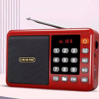 Máy nghe Pháp đa chức năng A Mi Đà Phật : Radio,có khe thẻ nhớ, cổng USB, kết nối bluetooth, ghi âm, có chức năng lặp lại or phát liên tục, âm thanh rất hay