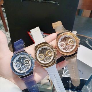 ĐỒNG HỒ NỮ CAO CẤP GUEZ DÂY CAO SU NIỀNG NHỰA TRONG SIÊU NHẸ