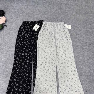 ( Chất vải đẹp ) Quần ống loe chất lem tăm mềm mịn logo in form dưới 65kg